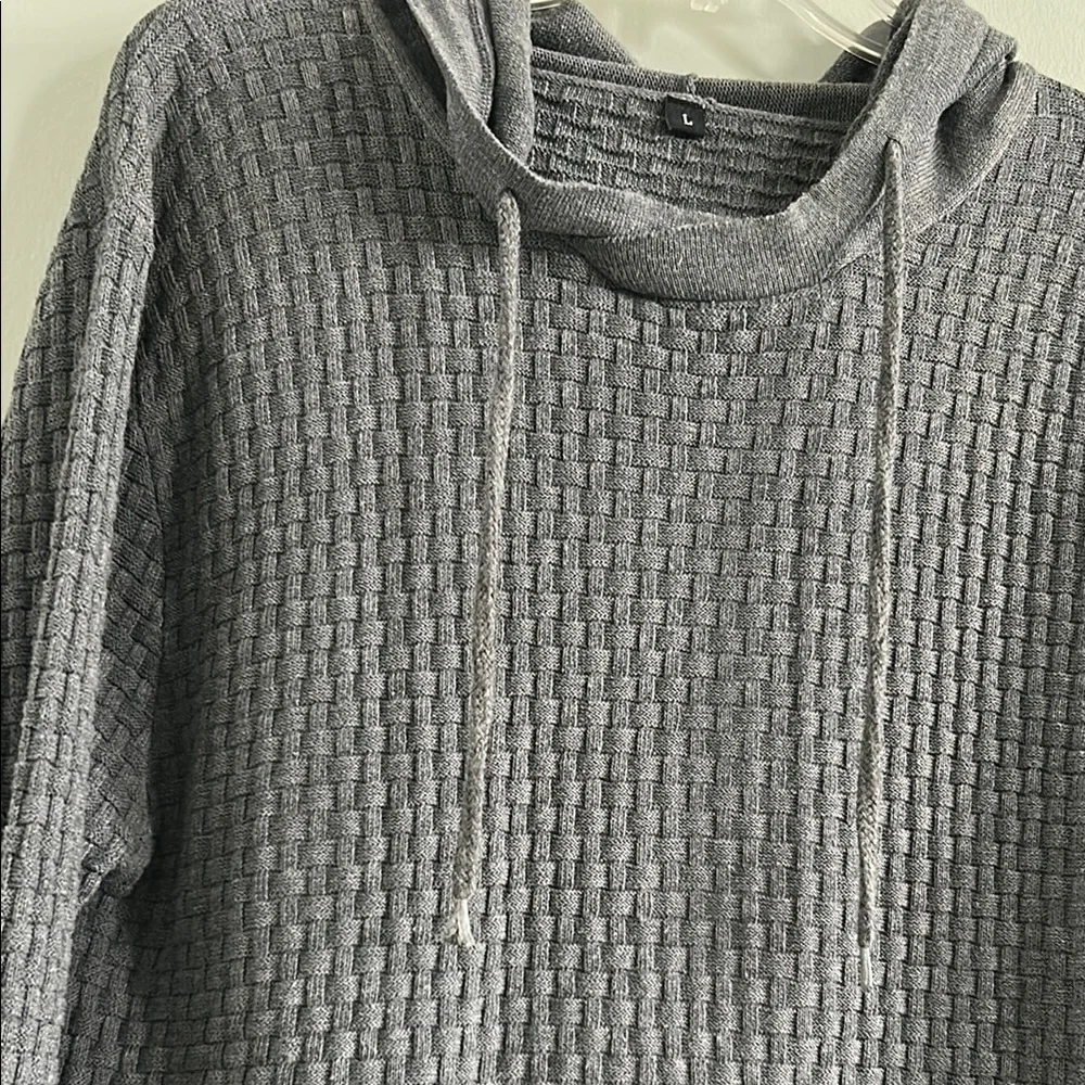 Gray Men's Sweater with Cowl Neck